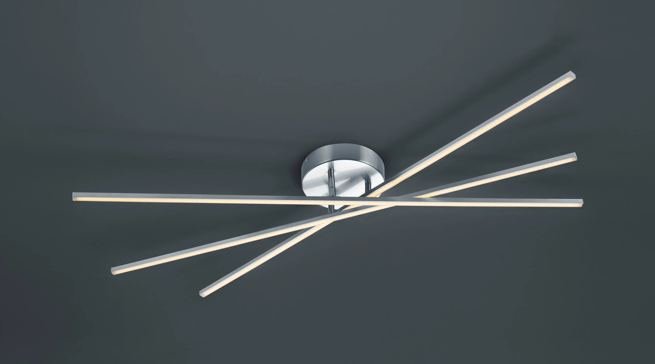 Plafón de techo Trio Tiriac grande LED níquel mate 3000K regulable 100cm 6
