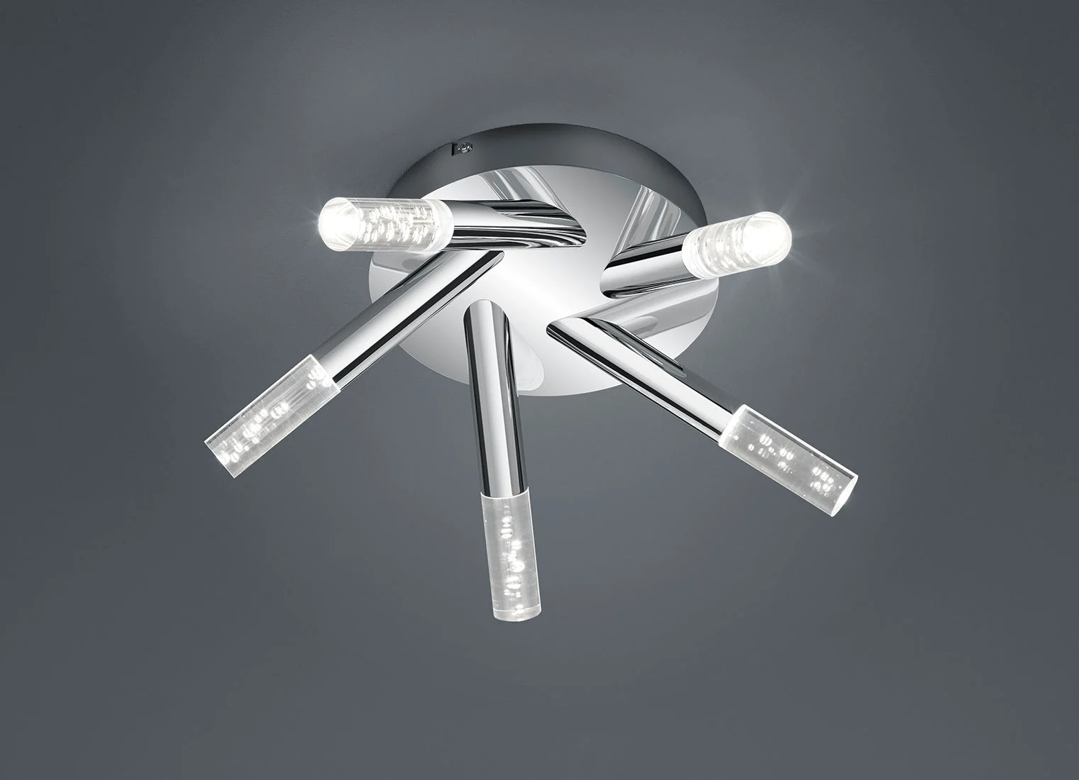 Plafón de baño Trio Bolsa LED cromo 3000K regulable IP44 Ø41,5cm 6