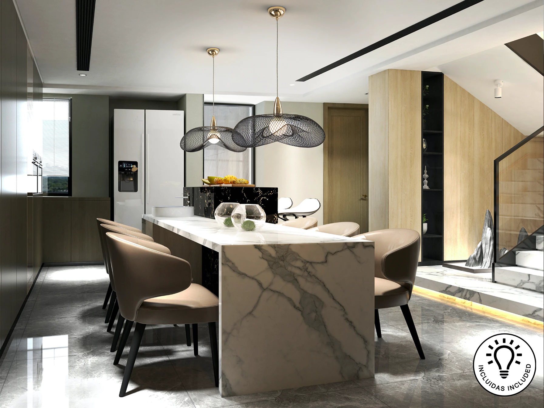 LAMPARA 1L ·FORMA· CROMO/ORO  | Schuller