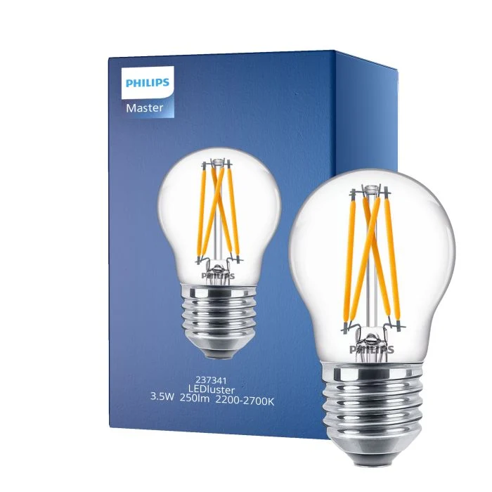 Philips Classic LED Lustre E27 Esférica con Filamento Clara 3.5W 250lm - 827 Luz muy Cálida | Regulable - Reemplazo 25W