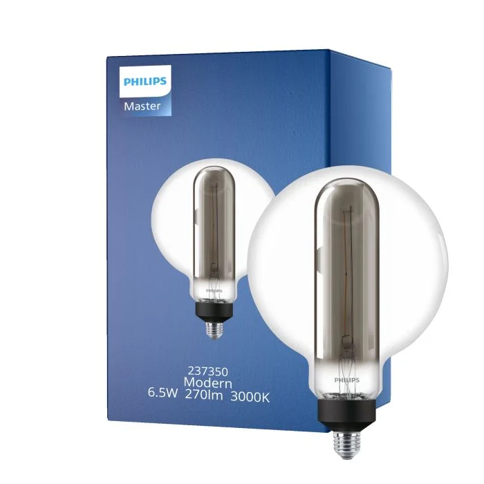 Philips Modern LED Bulbo E27 Tubular and Globe 200mm con Filamento Smoke 6.5W 270lm - 830 Luz Cálida | Regulable - Reemplazo 25W