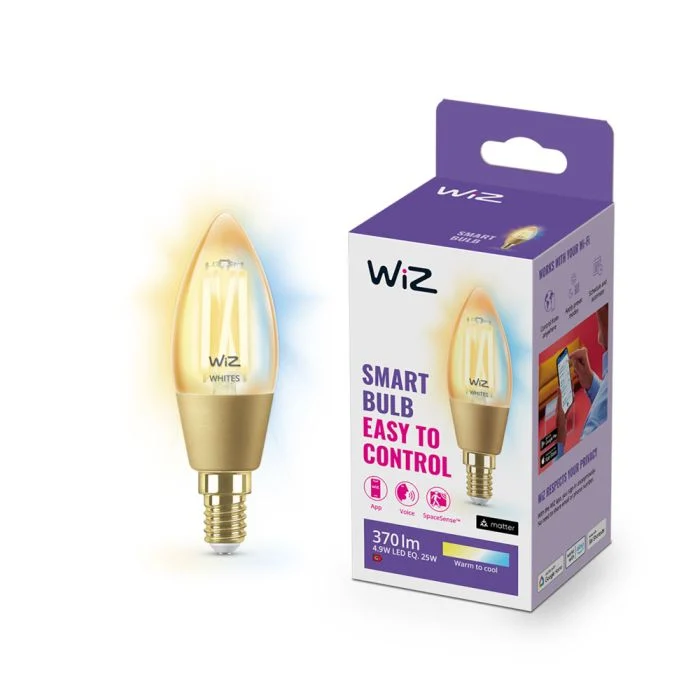 WiZ Smart LED E14 Vela Con Filamento Oro 5W 370lm | Mejor Reproducción De Color - Regulable - Reemplazo 25W
