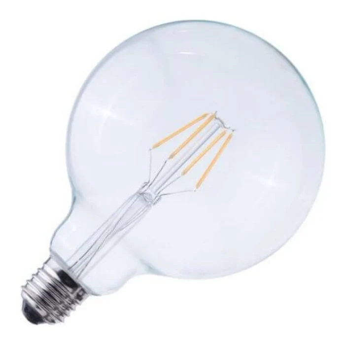 Global lux LED E27 Globe con Filamento Clara 125mm 4W 480lm - 822 Luz muy Cálida | Regulable - Reemplazo 40W
