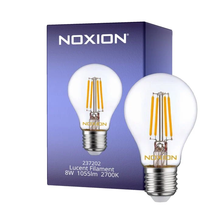Noxion Lucent con Filamento LED E27 Pera Clara 8W 1055lm - 827 Luz muy Cálida | Reemplazo 75W