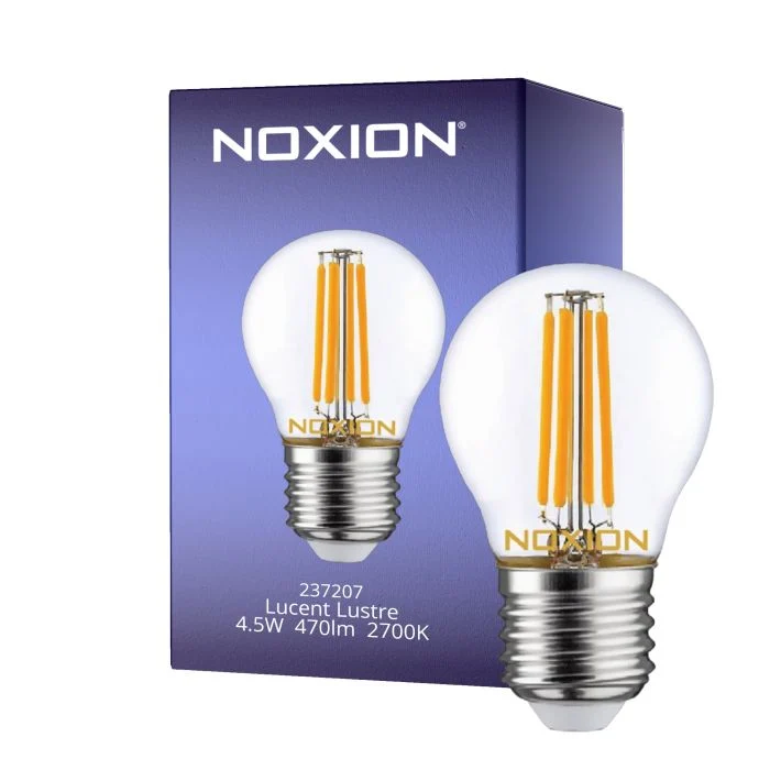 Noxion Lucent Lustre LED E27 Esférica con Filamento Clara 4.5W 470lm - 827 Luz muy Cálida | Reemplazo 40W