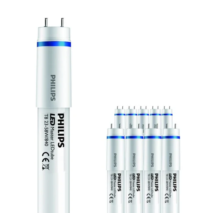 Multipack 10x Philips LED Tube T8 MASTER (EM Mains) Ultra Output 23W 3700lm - 840 Blanco Frio | 150cm - Reemplazo 58W