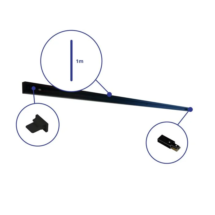 Bright Choice 1-Fase Sistema de rieles 1m Negro | incl. Tapa Final y Conector de Alimentación