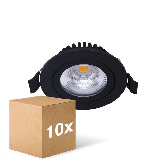 Multipack 10x Noxion LED Ajustable Slim Spot Negro 6W 550lm - 930 Luz Cálida | Recorte 75mm - IP54 - Mejor reproducción de color