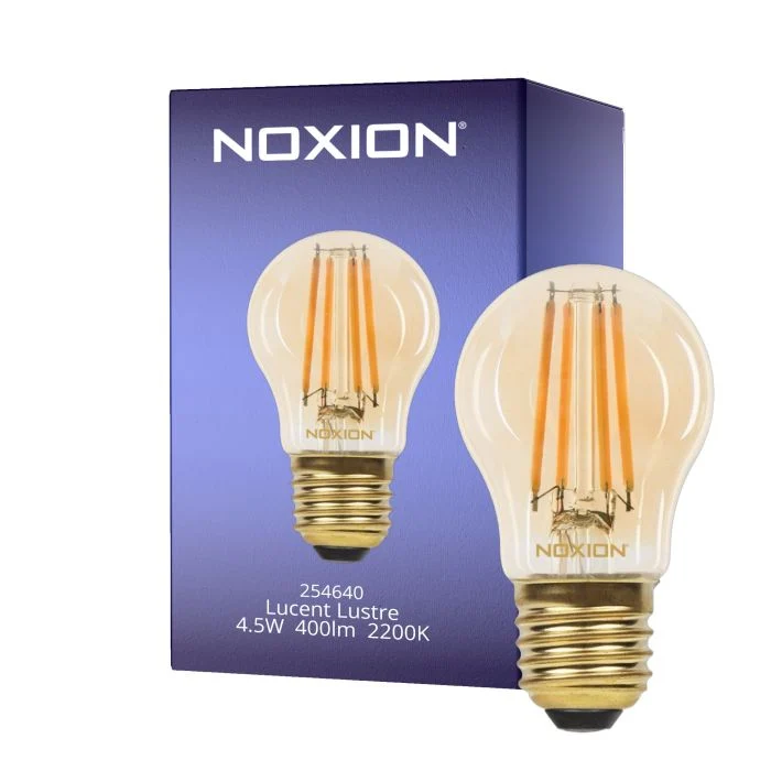 Noxion Lucent Lustre LED E27 Con Filamento Ámbar 4.5W 400lm - 822 Luz Muy Cálida | Regulable - Reemplazo 35W