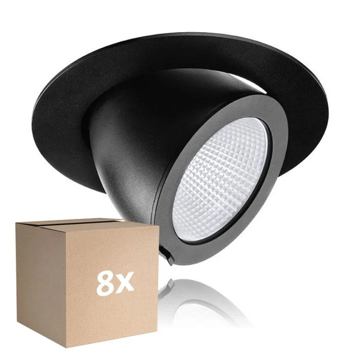 Multipack 8x Noxion Foco LED Forza Negro 35W 3000lm 36D - 930 Luz Cálida | 168mm - Mejor Reproducción De Color