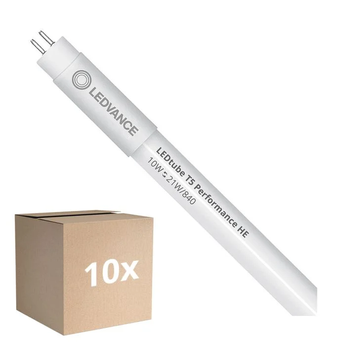 Multipack 10x Ledvance Tubo LED T5 Performance (Mains AC) High Efficiency 10W 1500lm - 840 Blanco Frio | 85cm - Reemplazo 21W