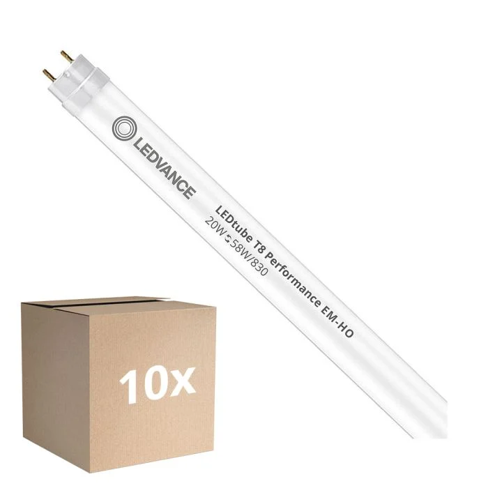 Multipack 10x Ledvance Tubo LED T8 Performance (EM/Mains) High Output 20W 2790lm - 830 Luz Cálida | 150cm - Reemplazo 58W
