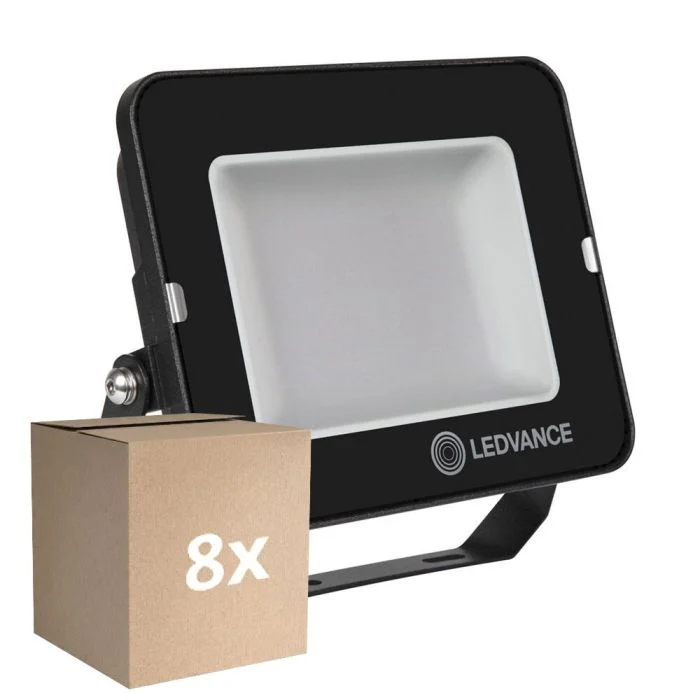 Multipack 8x Ledvance Proyector LED Compacto Negro 50W 5000lm 100D - 840 Blanco Frio | IP65 - Simétrico