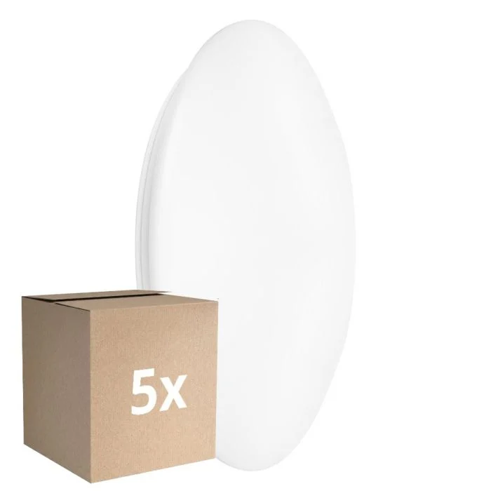 Multipack 5x Ledvance Plafón LED Techo/Pared Surface CIRCULAR 500 PS Acero Blanco 42W 3500lm - 840 Blanco Frio | IP44