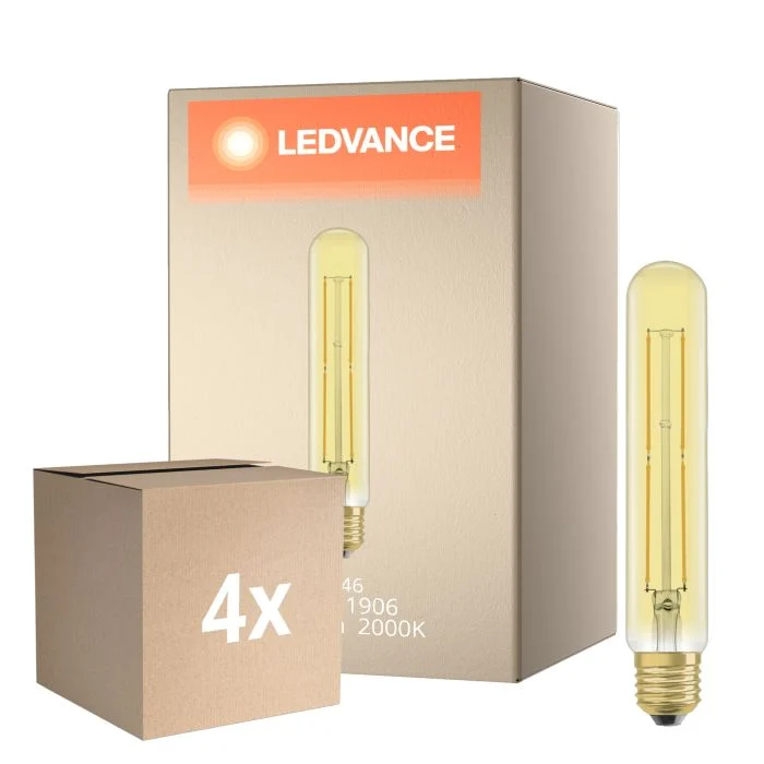 Multipack 4x Ledvance Vintage 1906 LED E27 Tubo Oro 4W 400lm - 820 Luz muy Cálida | Reemplazo 35W