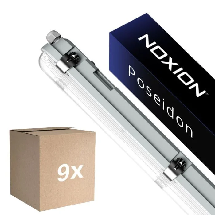 Multipack 9x Noxion Pantalla LED Estanca Poseidon V3.0 30W 3900/4200lm - 830-865 CCT | 120cm - Cableado De Paso (5x2.5mm2) - Sensor De Movimiento Y Luz