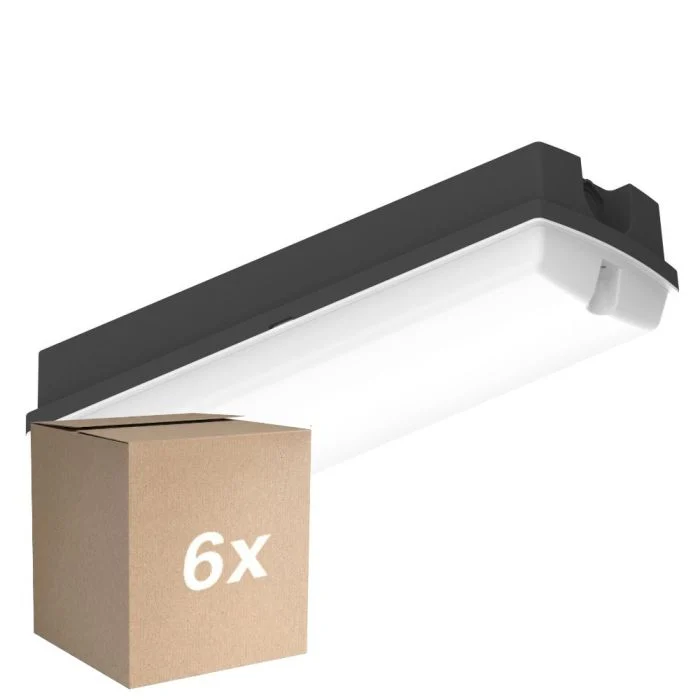 Multipack 6x Ledvance Plafón LED Techo/Pared Compact Negro 8W 840lm - 830 Luz Cálida | 356x115mm - IP65