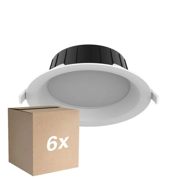 Multipack 6x Noxion Downlight LED Hera Medio Empotrado Blanco 9W 900lm 80D - 827-830-840 CCT | 146mm - Recorte 120mm