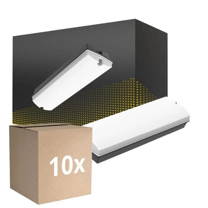 Multipack 10x Bright Choice Plafón LED Techo/Pared Negro 3W 280lm - 830 Luz Cálida | IP66
