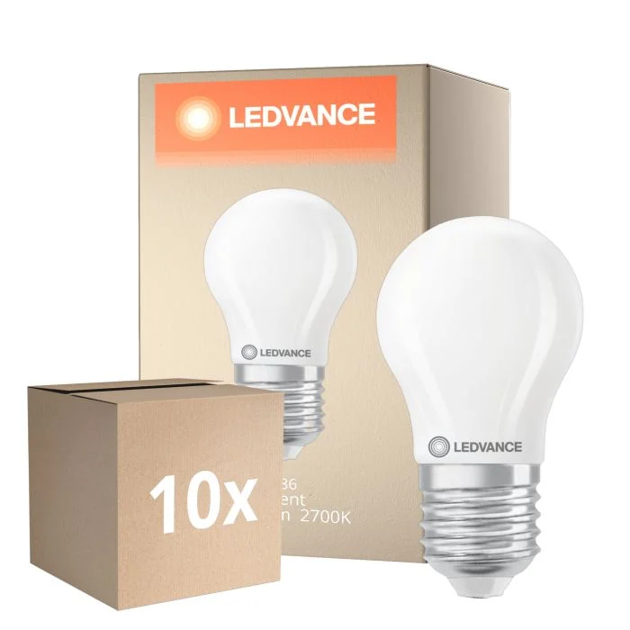 Multipack 10x Ledvance Classic LED E27 Pera Mate 3.4W 470lm - 827 Luz Muy Cálida | Regulable - Reemplazo 40W