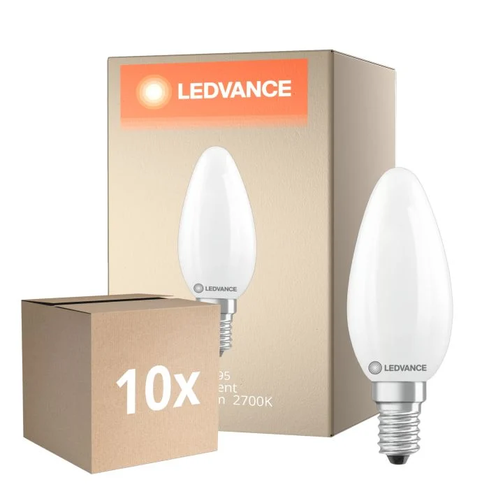 Multipack 10x Ledvance Classic LED E14 Vela Mate 5.9W 806lm - 827 Luz Muy Cálida | Regulable - Reemplazo 60W