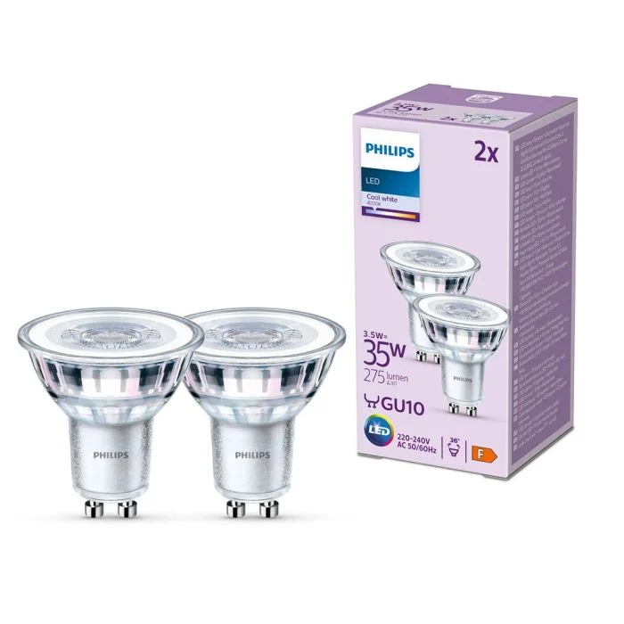 Multipack 2x Philips Foco LED GU10 PAR16 4W 275lm 36D - 840 Blanco Frio
