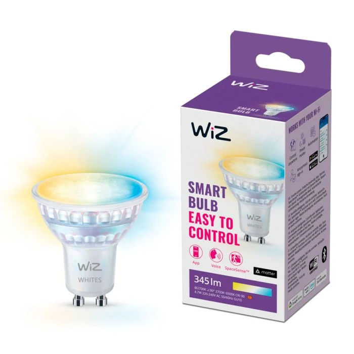 WiZ Smart Foco LED GU10 PAR16 5W 400lm 36D | Mejor Reproducción De Color - Regulable - Reemplazo 50W