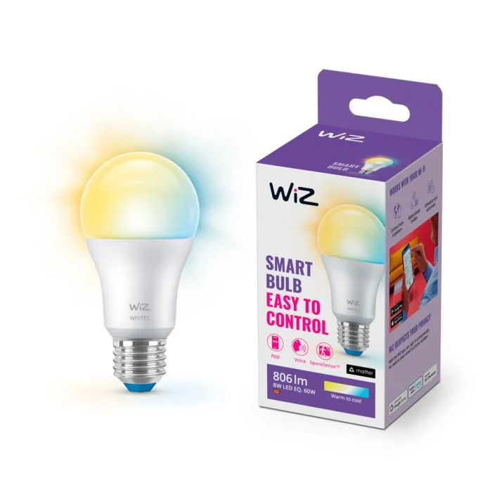 WiZ Smart LED E27 Pera Mate 8W 806lm | Mejor Reproducción De Color - Regulable - Reemplazo 60W