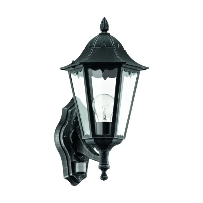Eglo Luz De Pared Navedo Aluminium Negro | IP44 - Apta para 1x E27 - Sensor De Movimiento