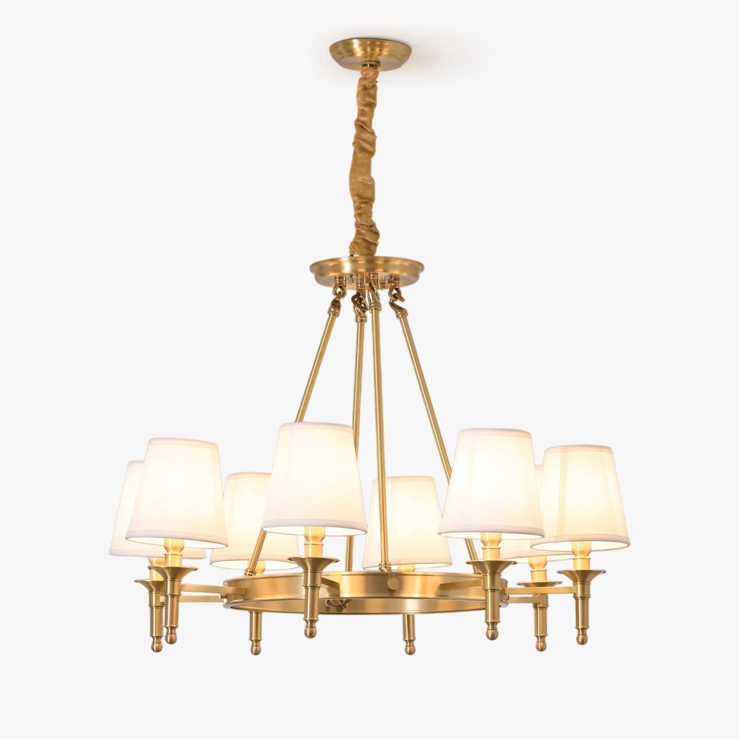 Lustra Chandelier Brass Linen Moderno de 8 Luces