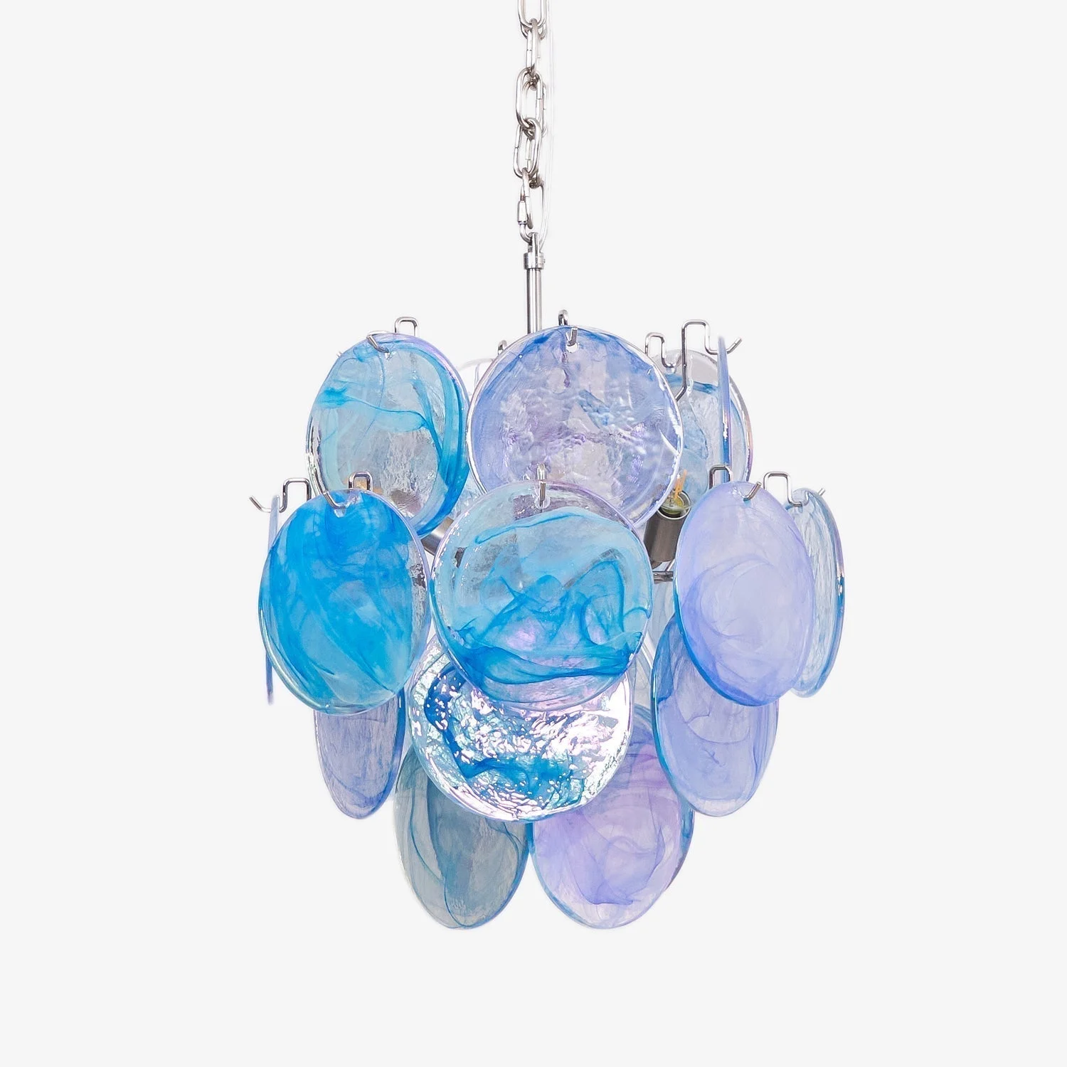 Lustra Aurora de Disco de Vidrio Murano Azul Aqua Estilo Costero