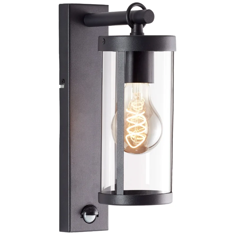 Aplique exterior con sensor de movimiento negro moderno, Sjoukje, IP44
