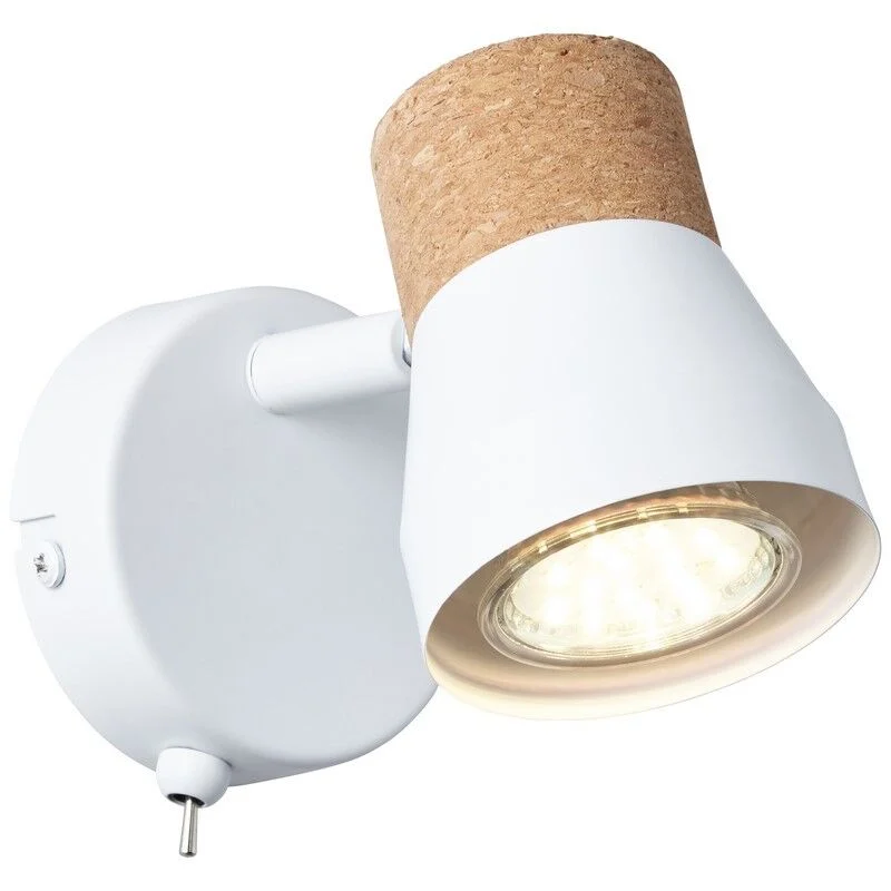 Aplique de corcho blanco, Charlotte, con interruptor