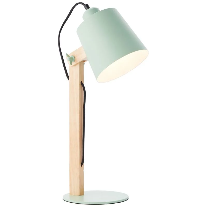 Lámpara de mesa de madera verde, Dorina, con interruptor