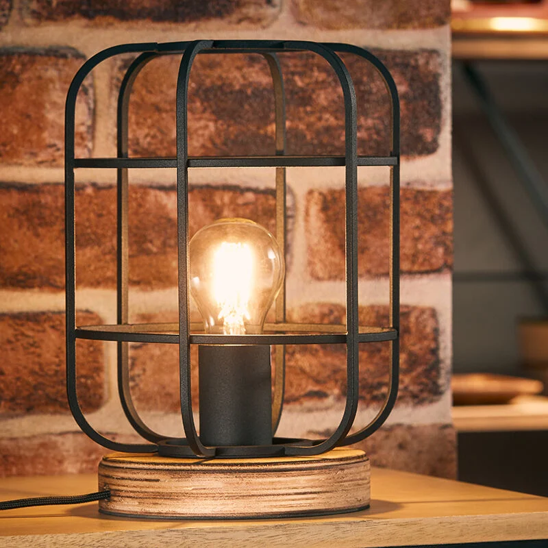 Lámpara de mesa de madera negra, Taede