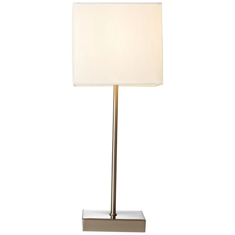 Lámpara de mesa cromada de tela, Marinda, con interruptor