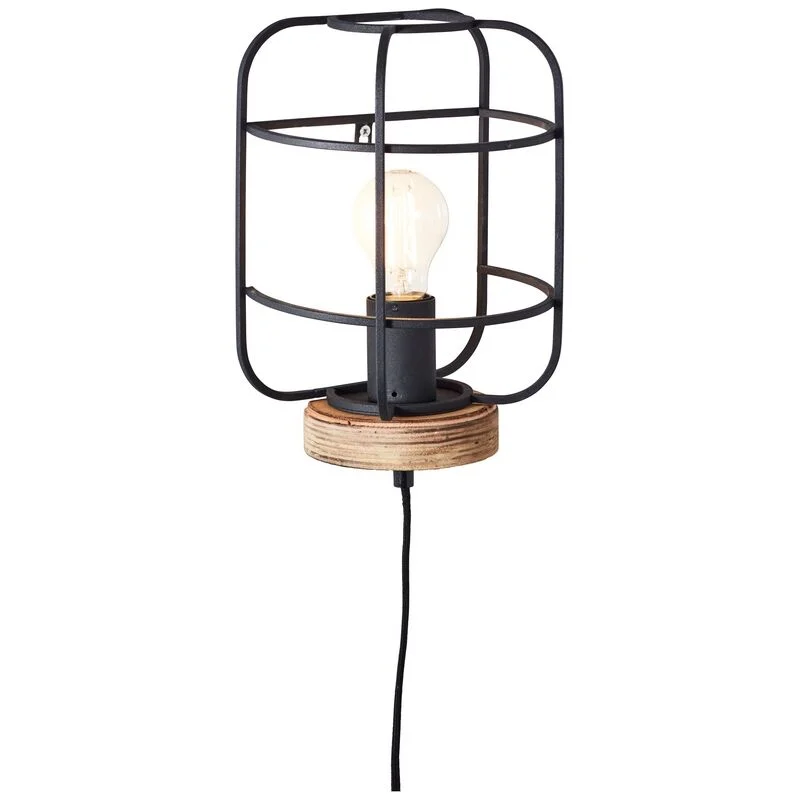 Aplique de madera negro, Taede, con interruptor