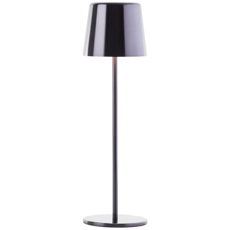Lámpara de mesa recargable para exterior negra moderna, Skander, 4W, ajustable entre luz blanco cálido y frío LED, IP44, con regulador táctil