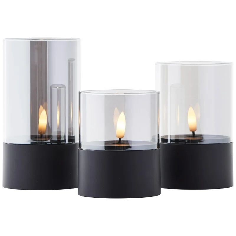 Juego de velas para exterior, Volkan, negro
