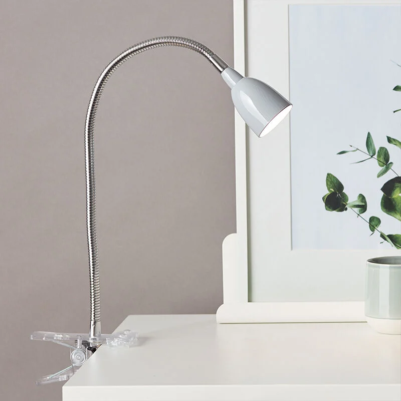 Foco pinza gris de plástico, Kit, 2,4W, 3000K LED, con interruptor