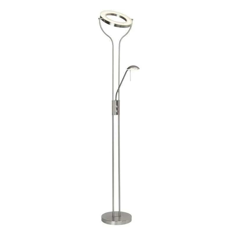 Lámpara de pie de lectura cromada diseño, Izabela, 18W, 3000K LED, con interruptor