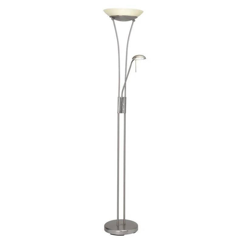 Lámpara de pie de lectura cromada de vidrio, Ivan, 18W, 3000K LED, con interruptor
