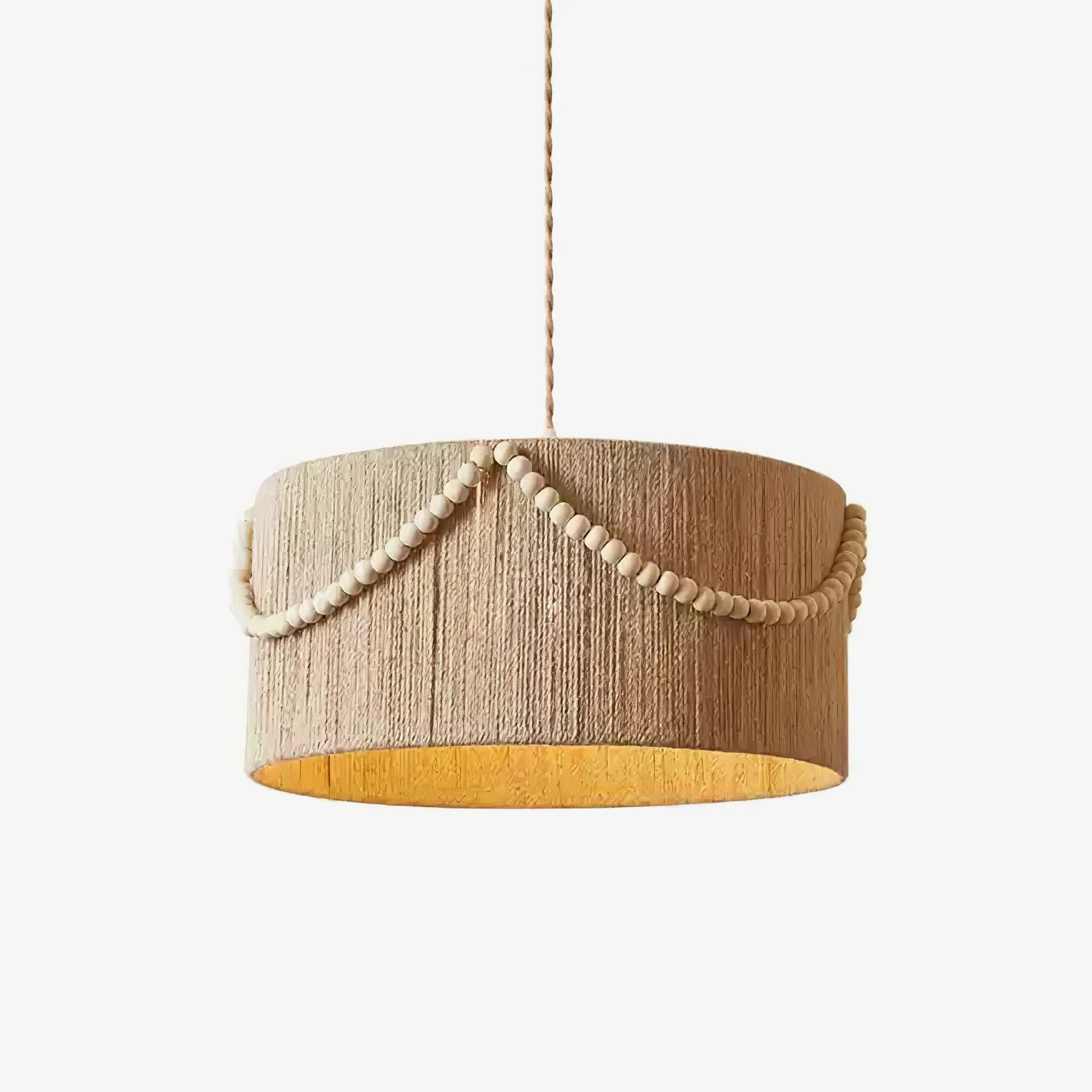 Ershaa Lámpara Colgante Boho Natural con Cuentas Elegante
