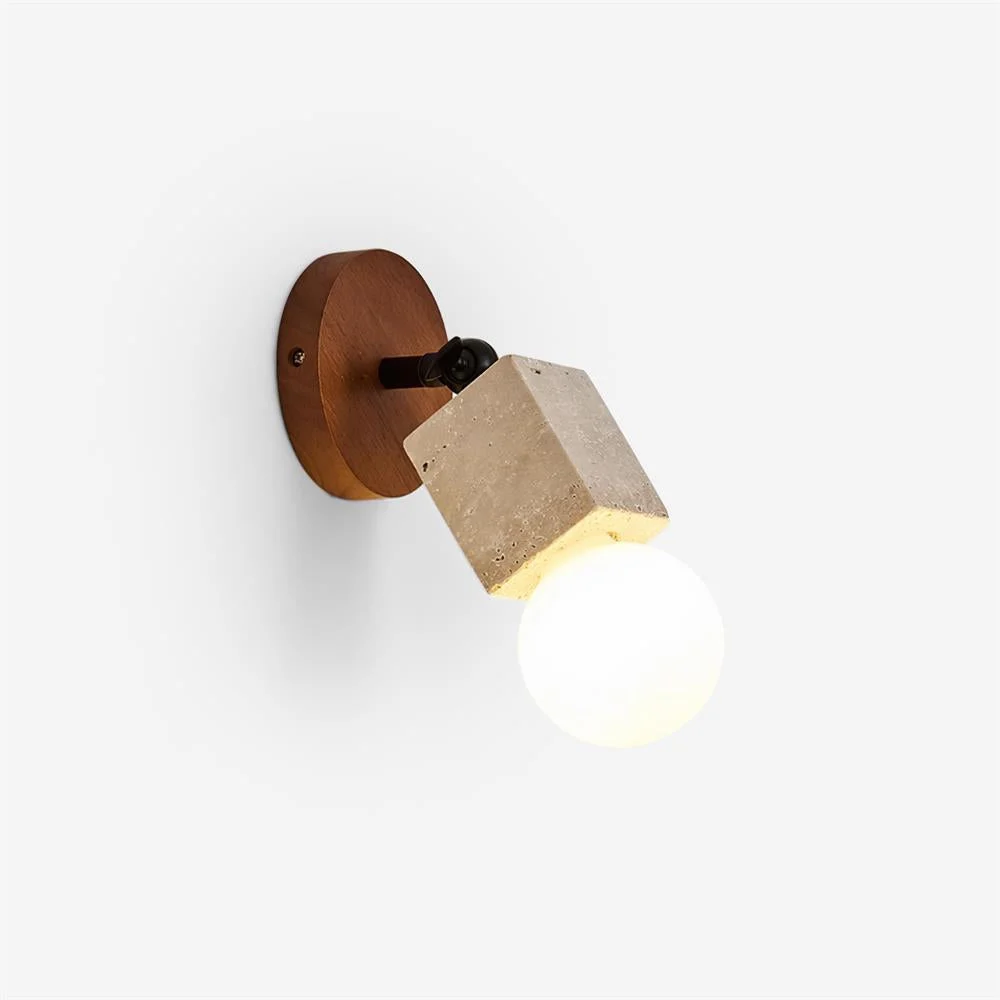 Ritta Lámpara de Pared Encantadora de Travertino con Placa de Madera