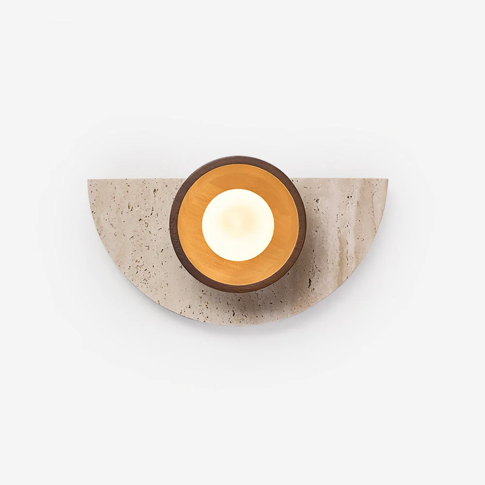 Solaro Lámpara de Pared de Travertino con Diseño de Media Luna