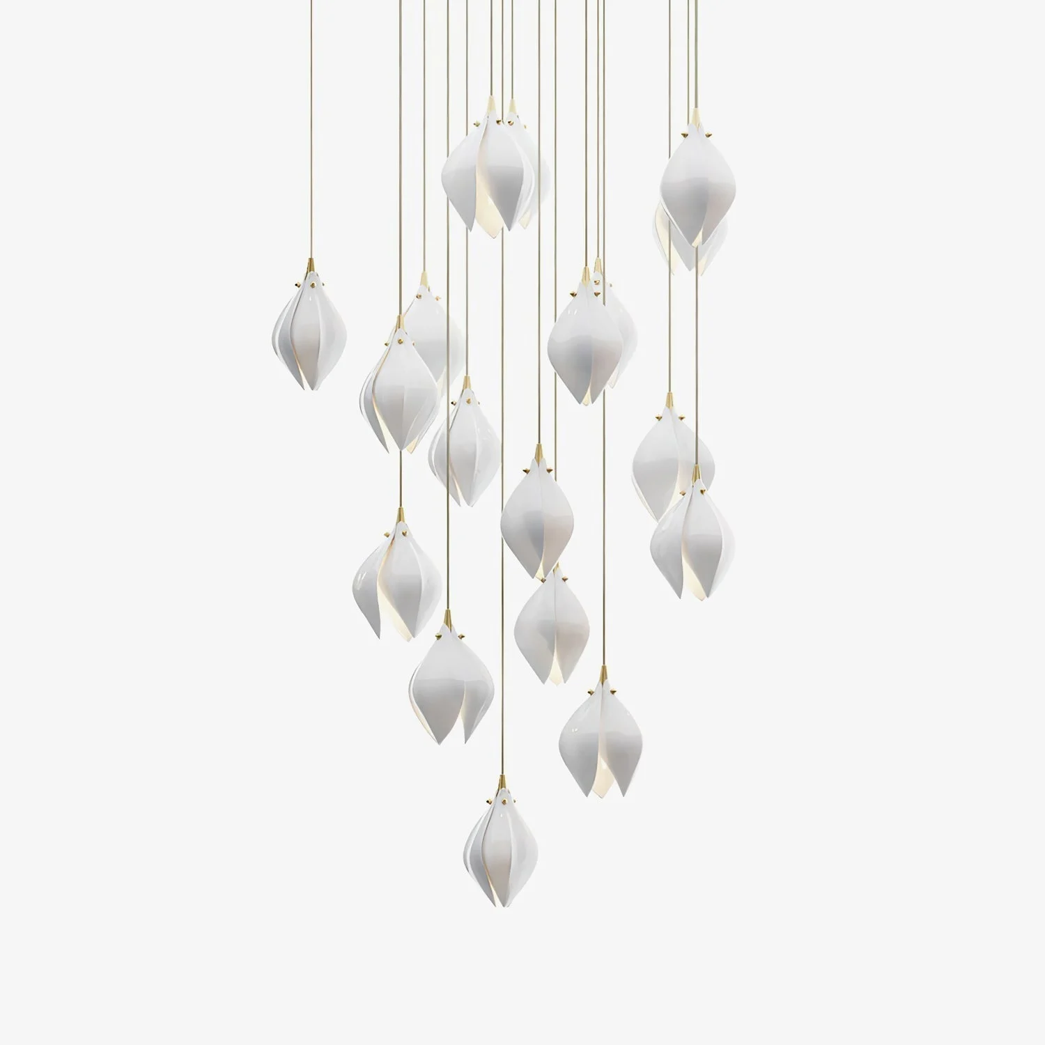 Lustra Lámpara Colgante de Cerámica Blanca con Diseño Floral