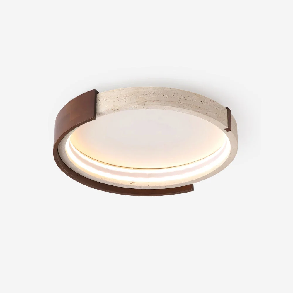 Ritta Lámpara de Techo Halo Escultural de Travertino y Madera