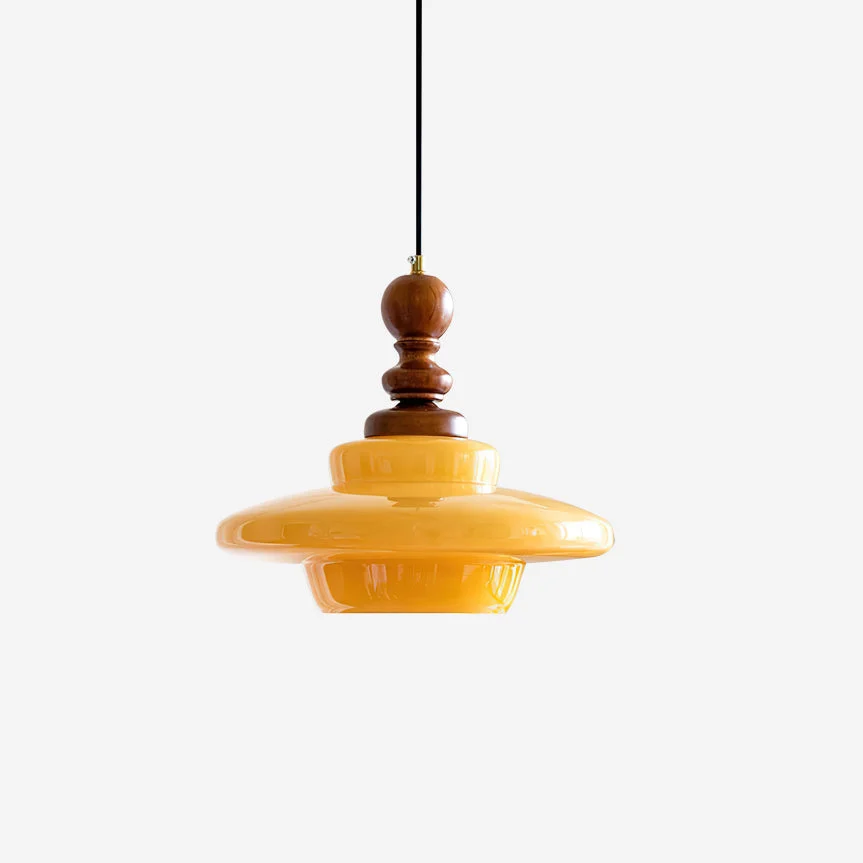 Lámpara Colgante Vidrio Amarillo Con Acento