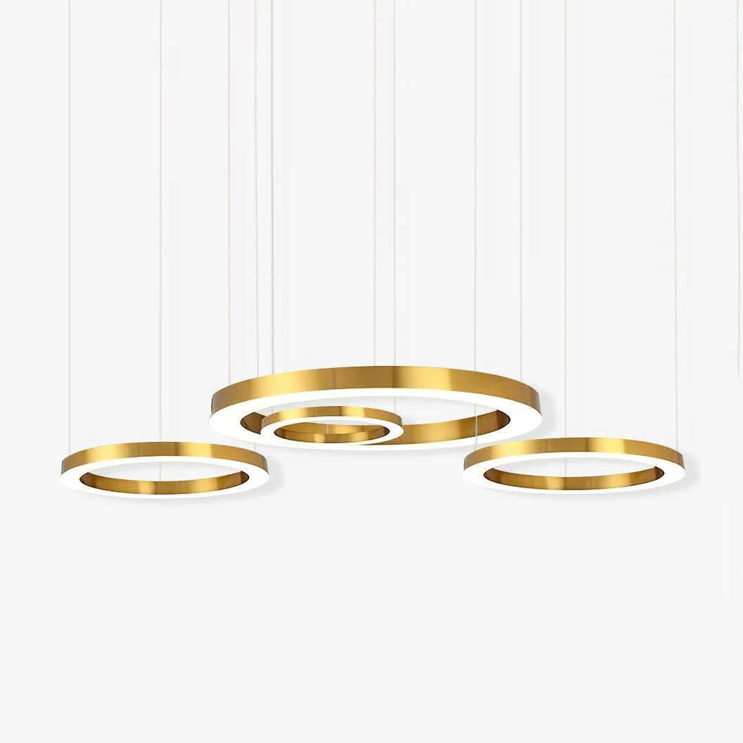 Lustra Lámpara Colgante LED con Anillo Dorado Moderno de 3 Anillos