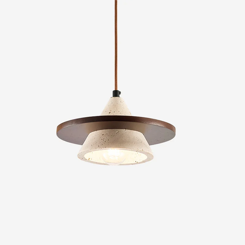 Ritta Lámpara Colgante de Disco de Madera y Travertino